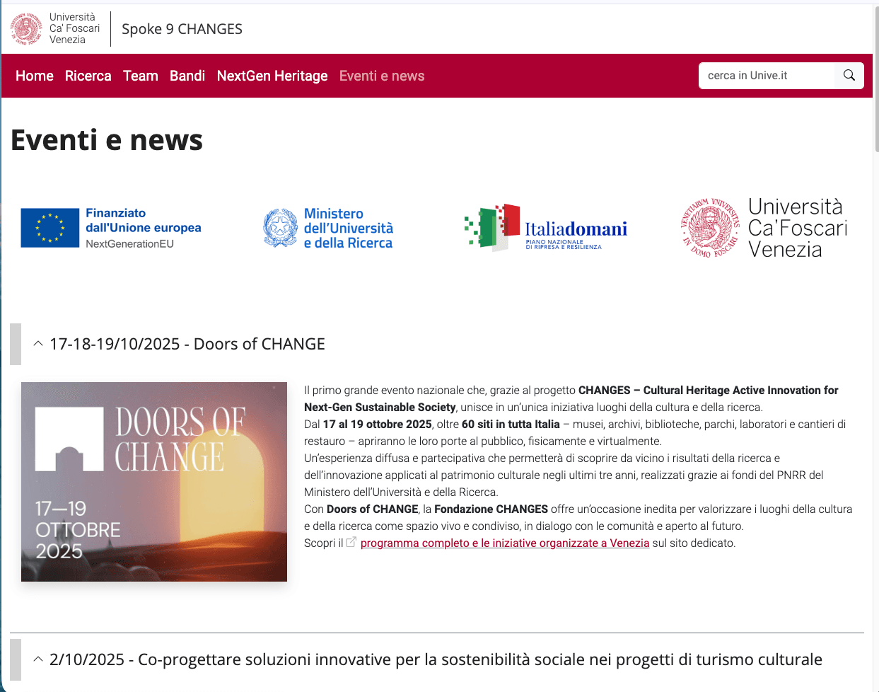 Seminario a cura dello Spoke-9 CHANGES in collaborazione con il Master Lingue e Management del Turismo 